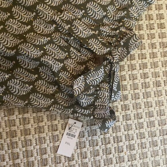 Talbot's Women's Halter Top - Ornate Paisley  NWT Olive Green White Sz Petite XL - Picture 5 of 6